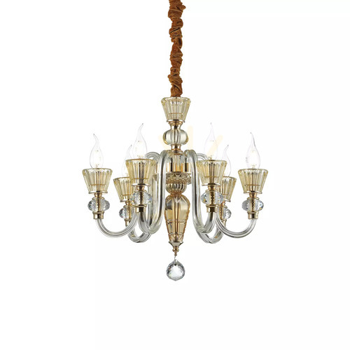 Check Pendant Light Ideallux Strauss SP6 Gold Glass 50.5 cm 140605