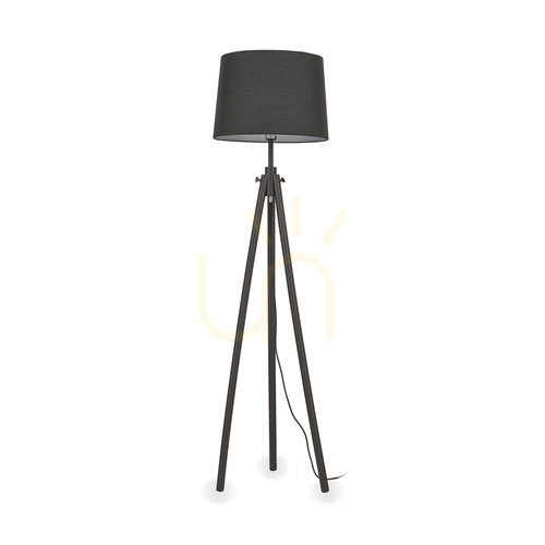 Check Standing Lamp Ideallux York PT1 Black Wood Fabric 164 cm 121437