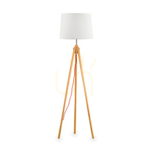 Standing Lamp Ideallux York PT1 Wood Fabric E27 164cm 089805 small 0