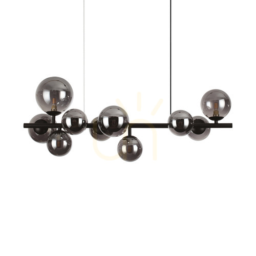 Check Pendant Light Ideal Lux Perlage SP10 Fume 81 cm Black Glass 271408