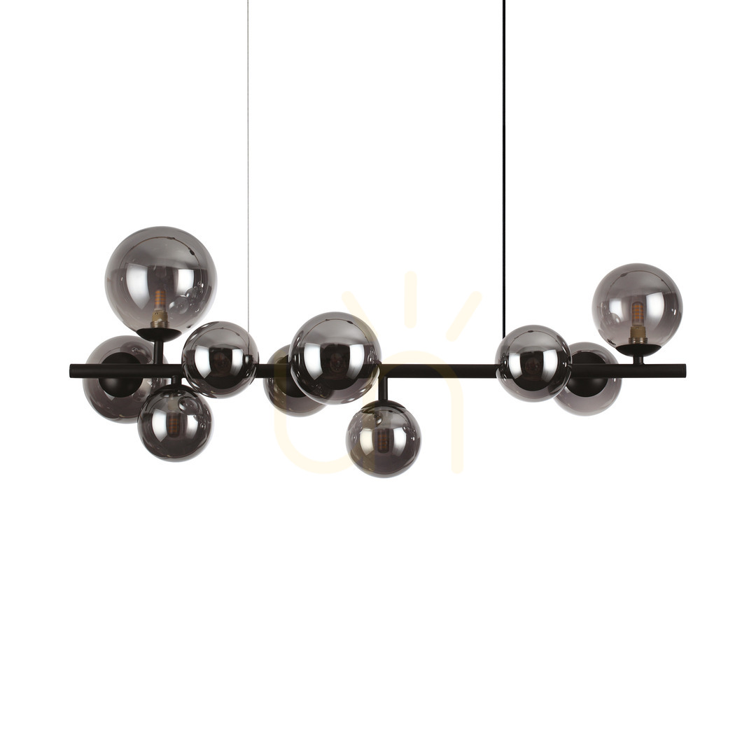 Pendant Light Ideal Lux Perlage SP10 Fume 81 cm Black Glass 271408