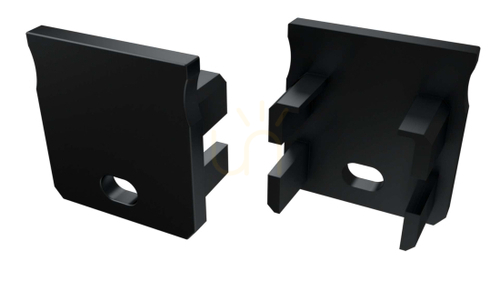 Check LUMINES Y aluminium end cap with hole, black, 12-0092-10
