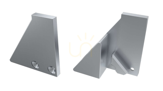 Rechte silberne Aluminium-Endkappe für LUMINES I8 LED-Profil 8 mm ohne Stütze