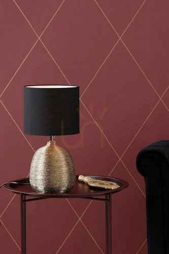Check Table Lamp Markslojd Oscar 107068 Black Gold Ceramic Textile E27