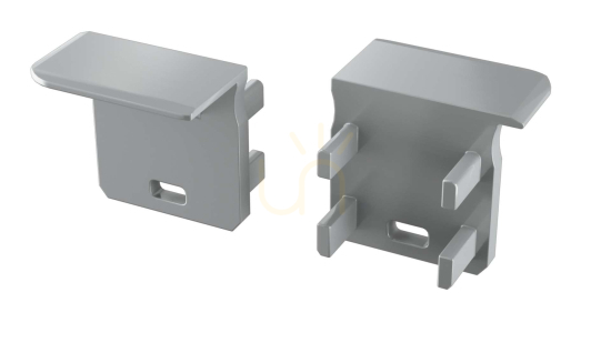 End cap for LUMINES J profile silver lacquered right with hole