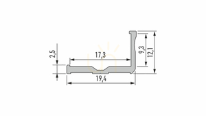 LED profile LUMINES type E silver anodized 1 m small 1