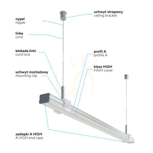 LUMINES A LED profile, anodised INOX, 1 m small 10