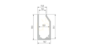 LED profile LUMINES type I6 silver anodized 2 m small 1