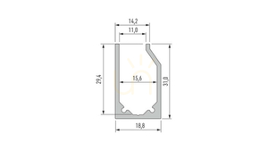 LED profile LUMINES type I10 silver anodized 1 m small 1