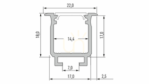 LED profile LUMINES type W inox anodized 2 m small 1