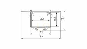 LUMINES SUBLI recessed LED profile for plasterboard, black lacquered, 2.02 m small 1