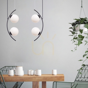 Zuma Line HELIX 5016 black pendant light with white glass shades, 4×E14 small 1