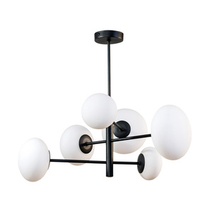 Zuma Line OMI 1196 Pendant Light Black, 6 Opal Glass Shades G9 small 0