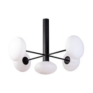 Zuma Line OMI 1198 ceiling light, black, 5 opal glass shades small 0