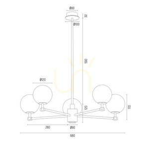 Chandelier ARGON ARUBA 2179 White Bronze Glass 5x E14 small 6