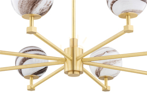 ARUBA 5067 Argon chandelier, 8 × E14, white-brown marbled glass globes, brushed brass, 82 cm small 3