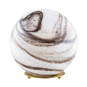 Table Lamp ARGON ARUBA 8533 Marble-Effect Glass Globe White and Brown Brushed Brass E27 small 1