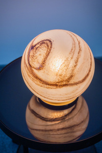 Table Lamp ARGON ARUBA 8533 Marble-Effect Glass Globe White and Brown Brushed Brass E27 small 3