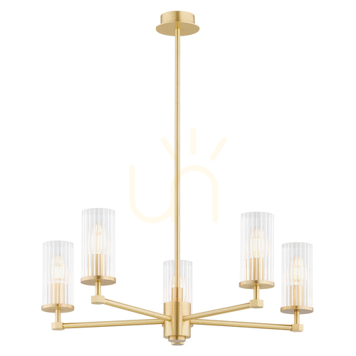Check Chandelier ARGON Hampton transparent glass brass 5-light E14 2177