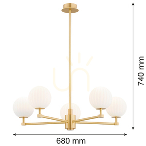 Chandelier ARGON Paloma 5-Light White Glass Brass 2184 small 8