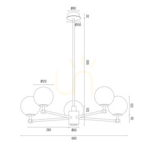 Chandelier ARGON Paloma 5-Light White Glass Brass 2184 small 9