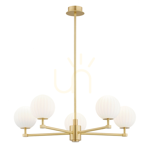 Check Chandelier ARGON Paloma 5-Light White Glass Brass 2184