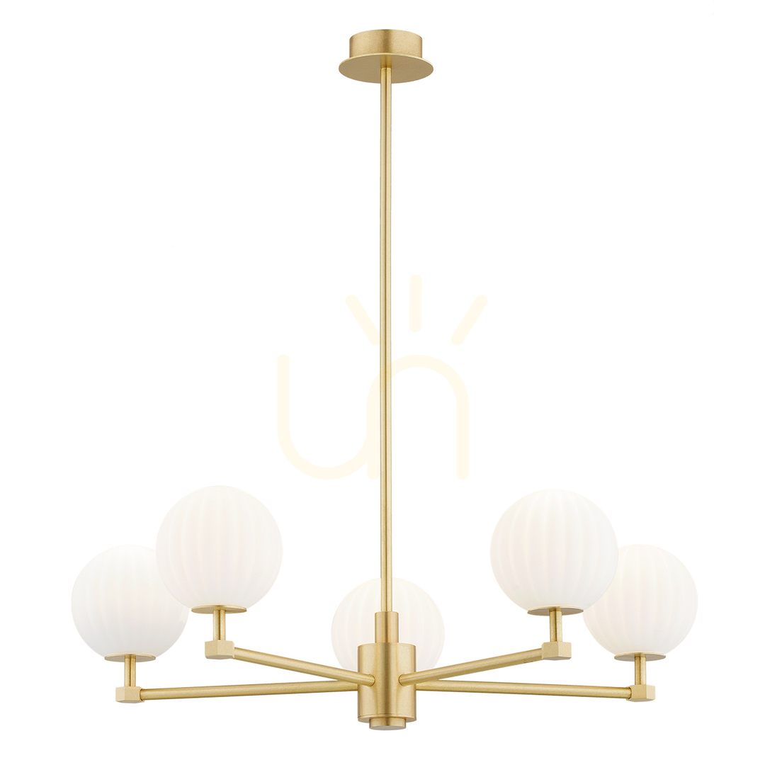 Chandelier ARGON Paloma 5-Light White Glass Brass 2184