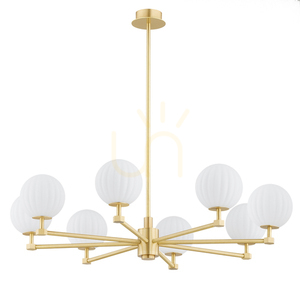 Chandelier ARGON PALOMA 5068 White Glass Brass E14 8-Light small 1