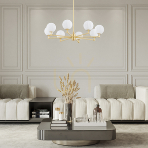Chandelier ARGON PALOMA 5068 White Glass Brass E14 8-Light small 2