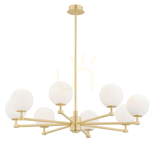 Chandelier ARGON PALOMA 5068 White Glass Brass E14 8-Light small 0