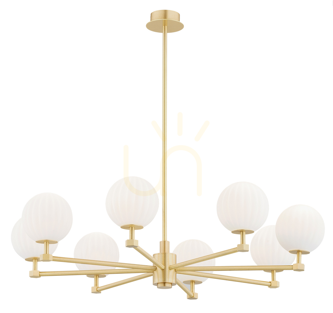 Chandelier ARGON PALOMA 5068 White Glass Brass E14 8-Light