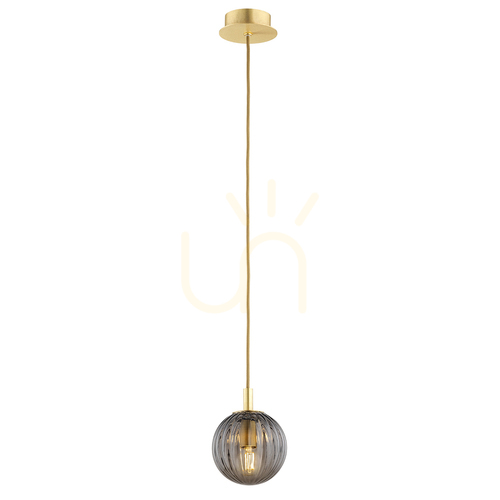 Check Pendant Light ARGON Paloma Smoky Glass Brushed Brass 8512