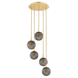 Pendant Light ARGON Paloma 2185 Smoky Glass Brushed Brass 5xE14 small 1