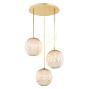 ARGON Paloma 6311 pendant light, 3 × E27 max 15 W, honey reeded glass, brushed brass, 55 × 152.5 cm small 0