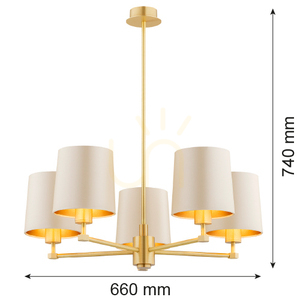 Chandelier Argon Princeton Beige Brass 5-Light E27 2187 small 8