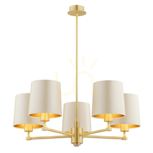 Chandelier Argon Princeton Beige Brass 5-Light E27 2187 small 0