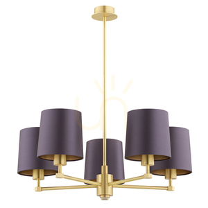 Argon PRINCETON 2188 purple-plum chandelier, brushed brass, 5 × E27 small 1