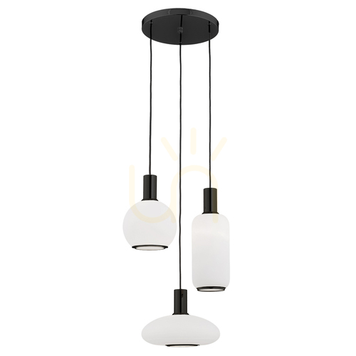 Check Argon Sagunto Plus 3-Light White Glass Pendant Lamp 6323