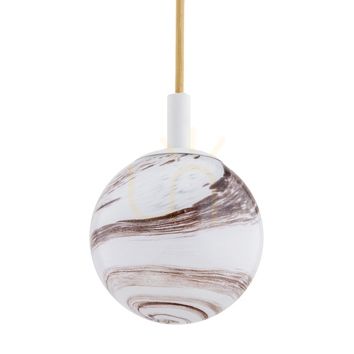Check ARGON ALMIROS 8451 Marbled Glass Globe Pendant Cream White E14