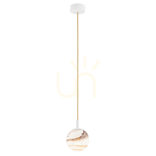Check ARGON ALMIROS 8451 Marbled Glass Globe Pendant Cream White E14