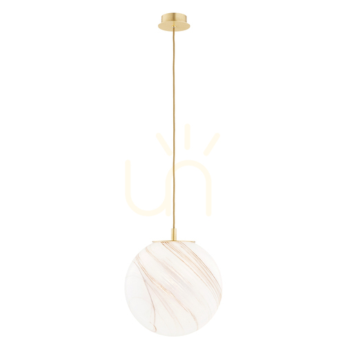 Check Pendant light ARGON ALMIROS 8448, white-brown marble finish, brushed brass, E27