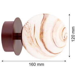 Wall lamp ARGON FABIO 8455 IP44 White-Brown Marble E14 Glass 1x7W small 4