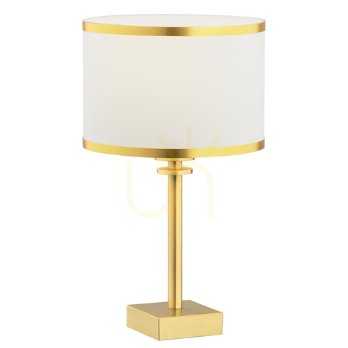 Check Argon ABBANO 8029 Table Lamp cream shade with gold band brushed brass E27 38 cm