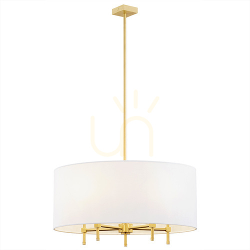 Check Chandelier ARGON Abbano 5-Light White Brushed Brass E14 2132