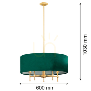 Chandelier ARGON Abbano brass green velour 5xE14 2146 small 2