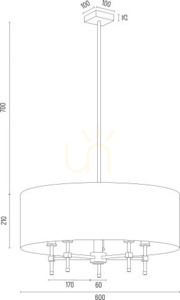 Chandelier ARGON Abbano brass green velour 5xE14 2146 small 3