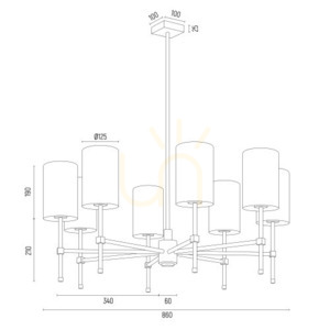 Chandelier ARGON Abruzzo White Brushed Brass 8xE14 5051 small 6