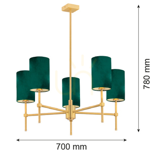 Chandelier Argon Abruzzo Brass Green Velour 5-Light E14 2147 small 3