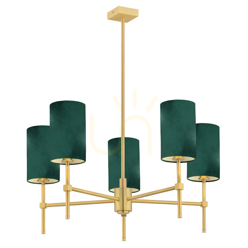 Check Chandelier Argon Abruzzo Brass Green Velour 5-Light E14 2147