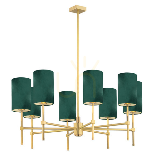Check Chandelier Argon Abruzzo 5055 Brass Green Velour E14 8-Light